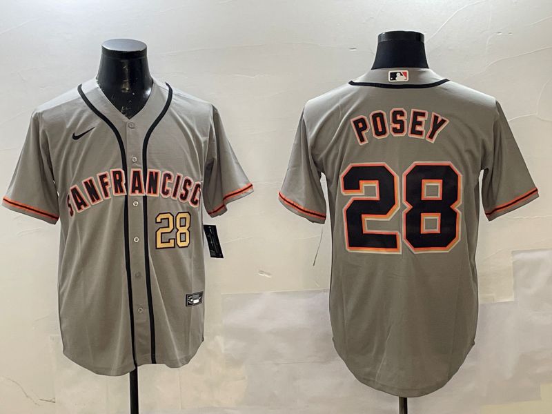 Men San Francisco Giants 28 Posey Grey Game 2025 Nike MLB Jersey style 5